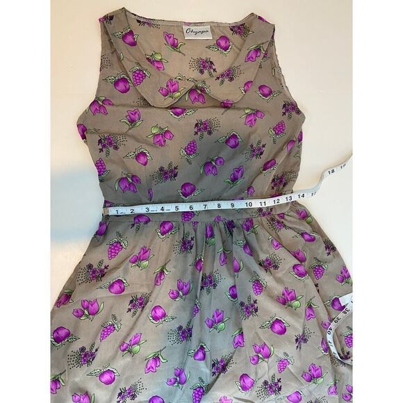 Cottagecore Chyapa Dress Plums Floral Pattern Fruit Spring Dress — Sz 4 - Picture 9 of 10
